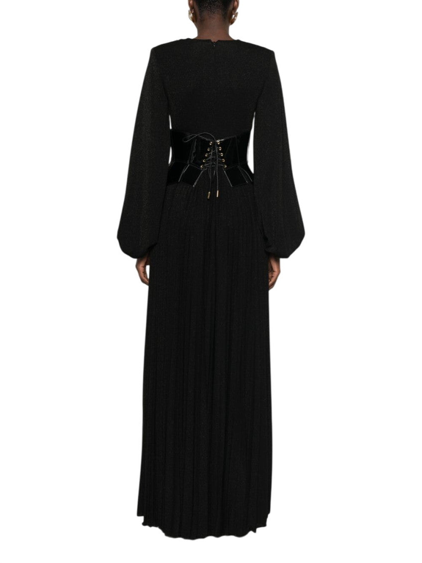 Black Textured V Neck Maxi Dress 3