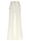 White Flared Flat Front Pants 1