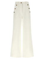 White Flared Flat Front Pants 1