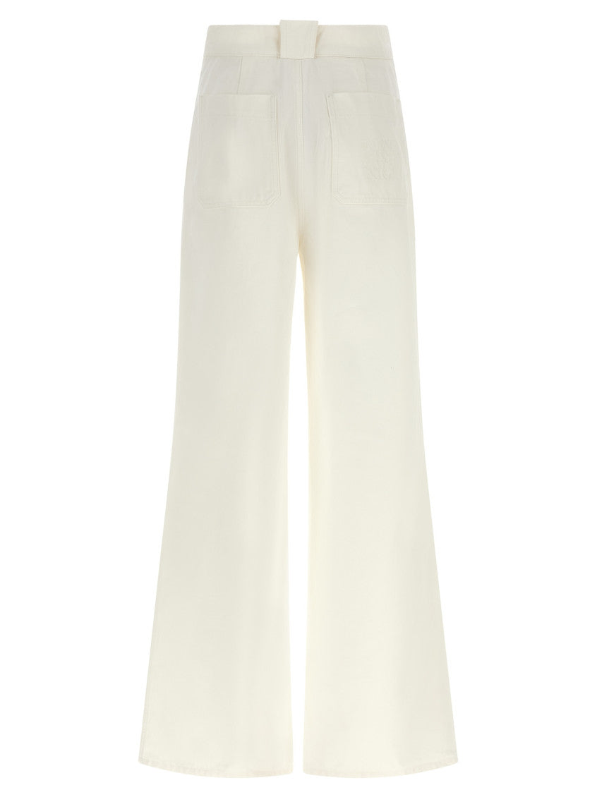 White Flared Flat Front Pants 2