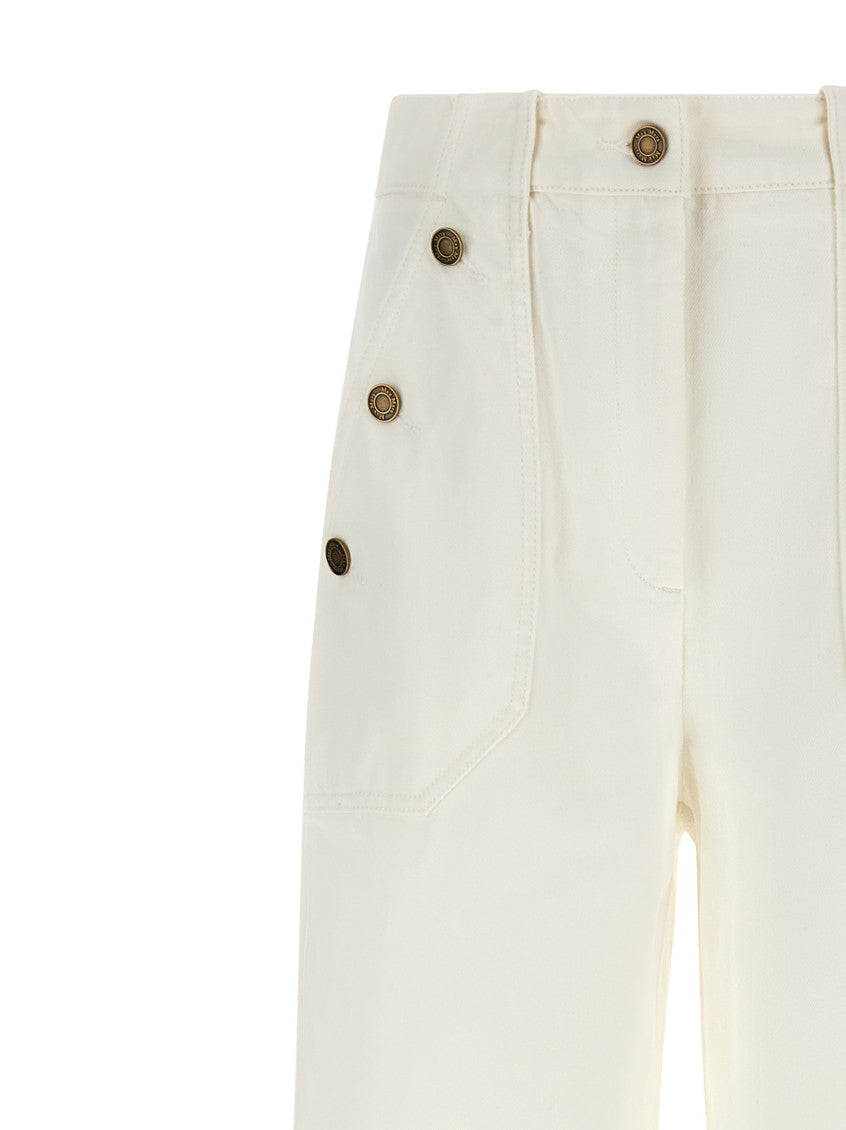 White Flared Flat Front Pants 3