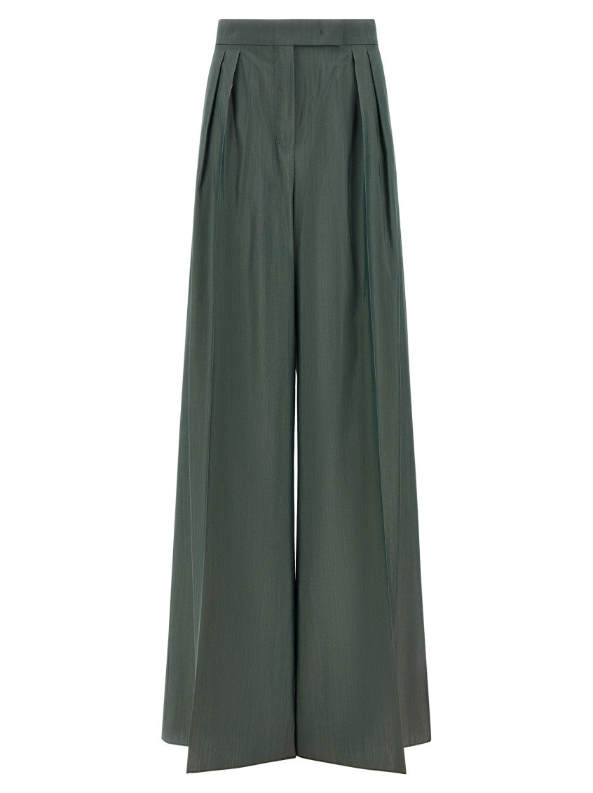 Dark Green Straight Pleated Pant 1