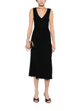 Black V Neck Midi Dress 1