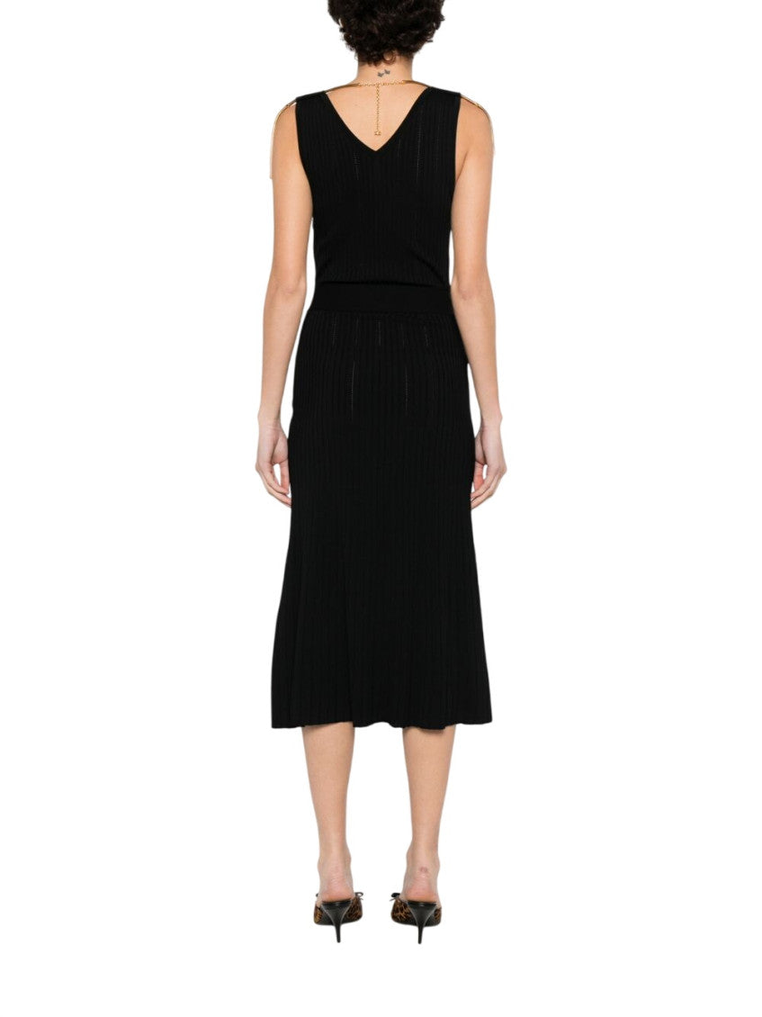 Black V Neck Midi Dress 2