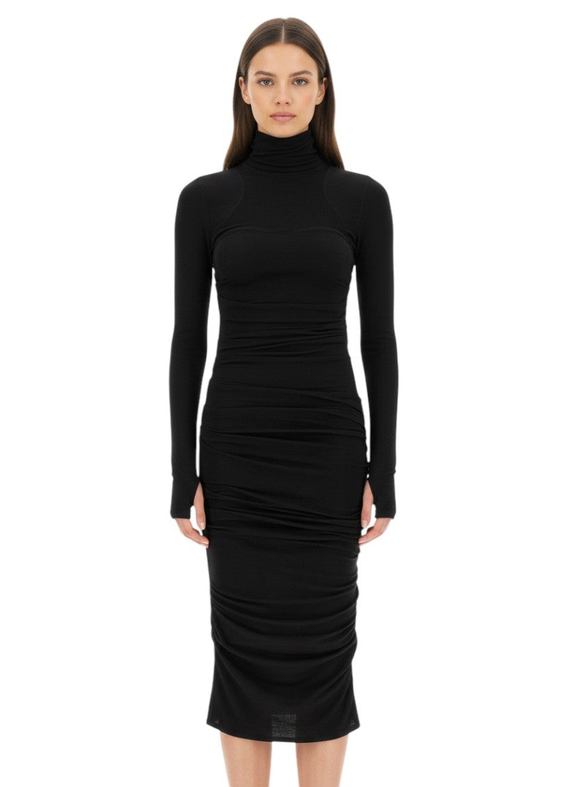 Black Turtle Neck Midi Dress 3