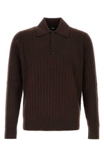 Dark Brown Knitted Polo Sweater 1