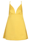 Yellow V Neck Mini Dress 1
