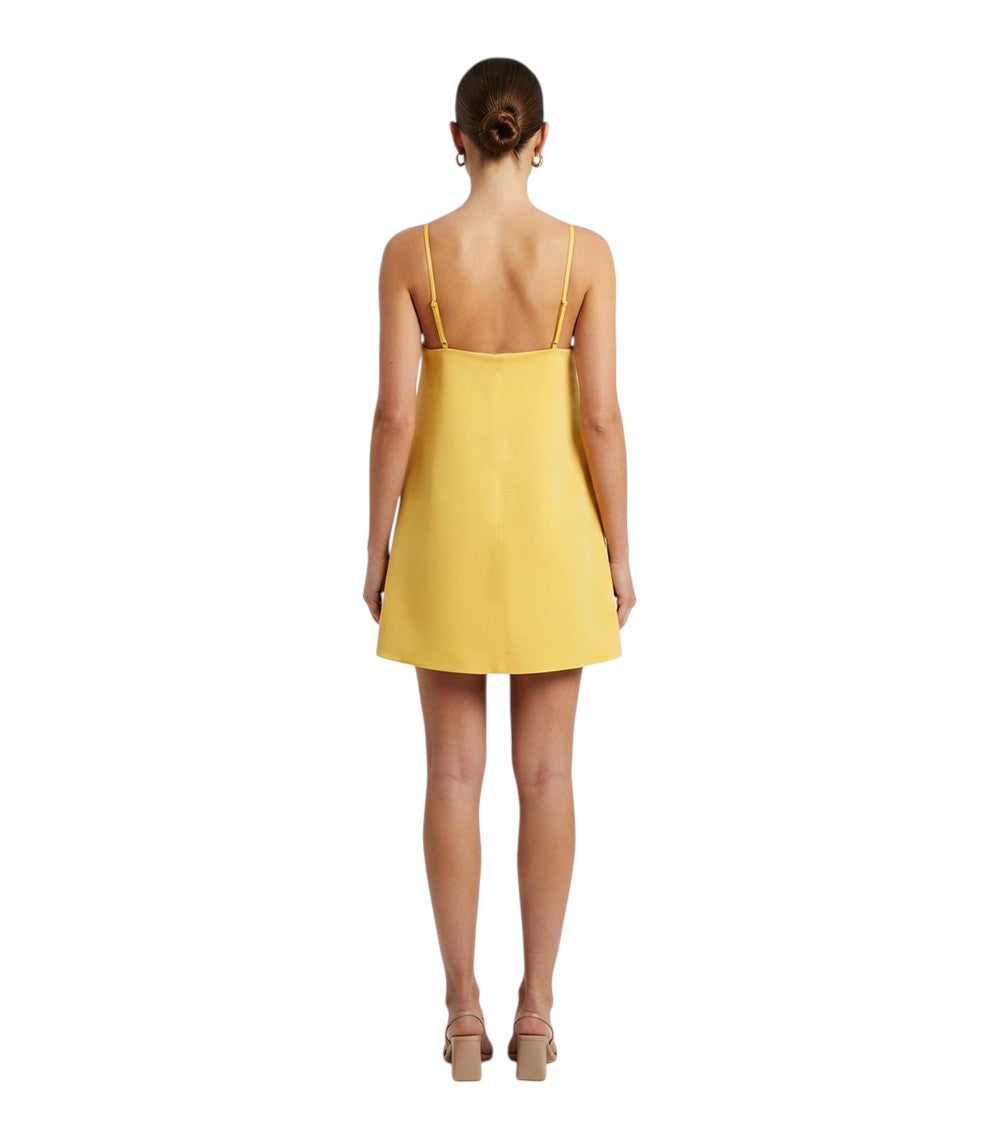 Yellow V Neck Mini Dress 4