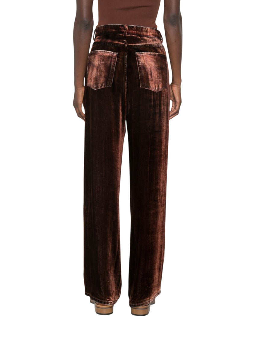 Red Flared Flat Front Pants 3