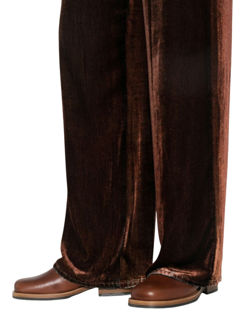 Red Flared Flat Front Pants 4