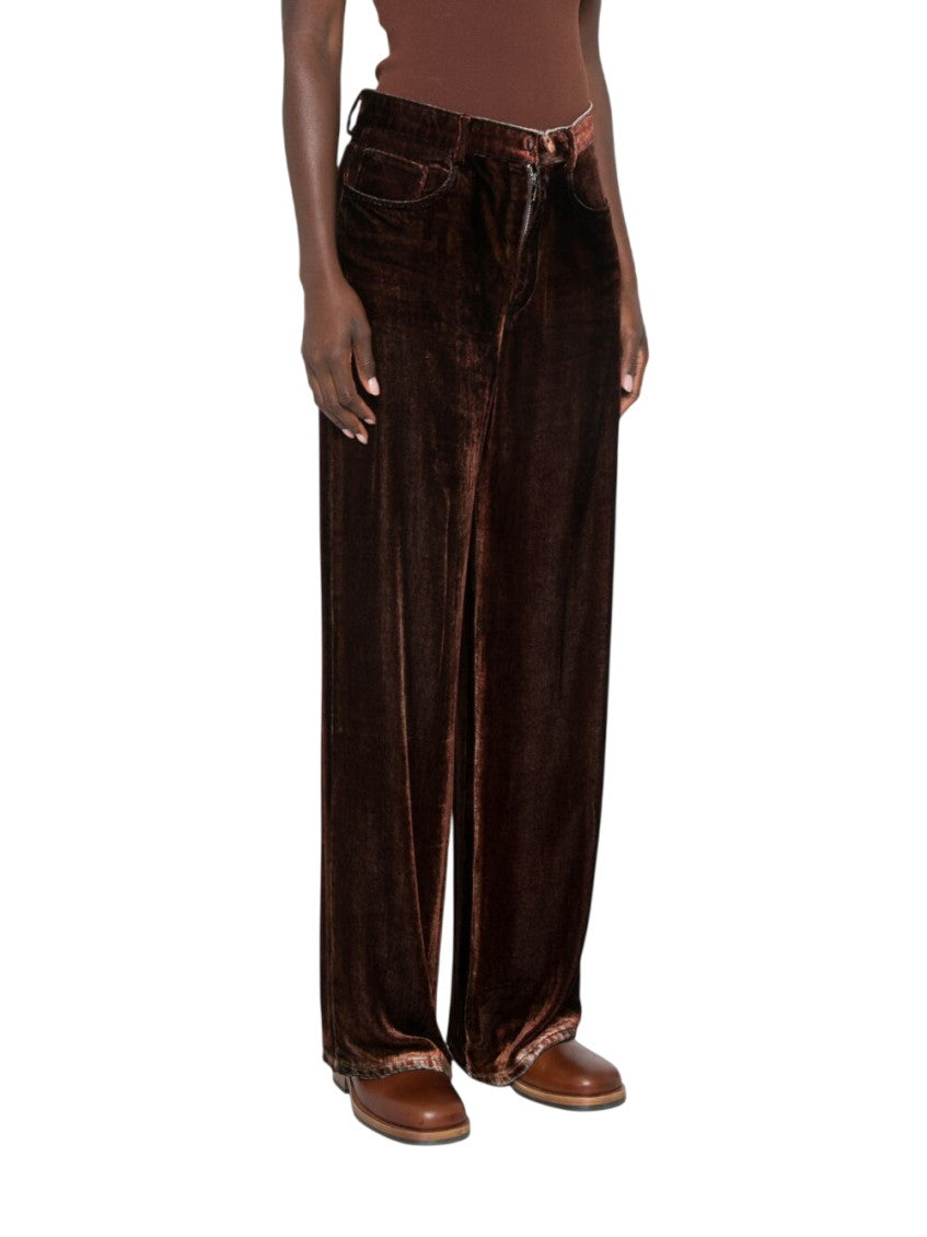 Red Flared Flat Front Pants 5