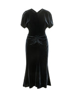 Navy Blue V Neck Midi Dress 1