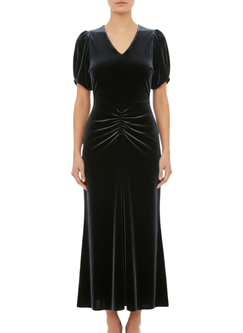 Navy Blue V Neck Midi Dress 3