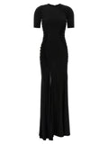 Black Crew Neck Maxi Dress 1