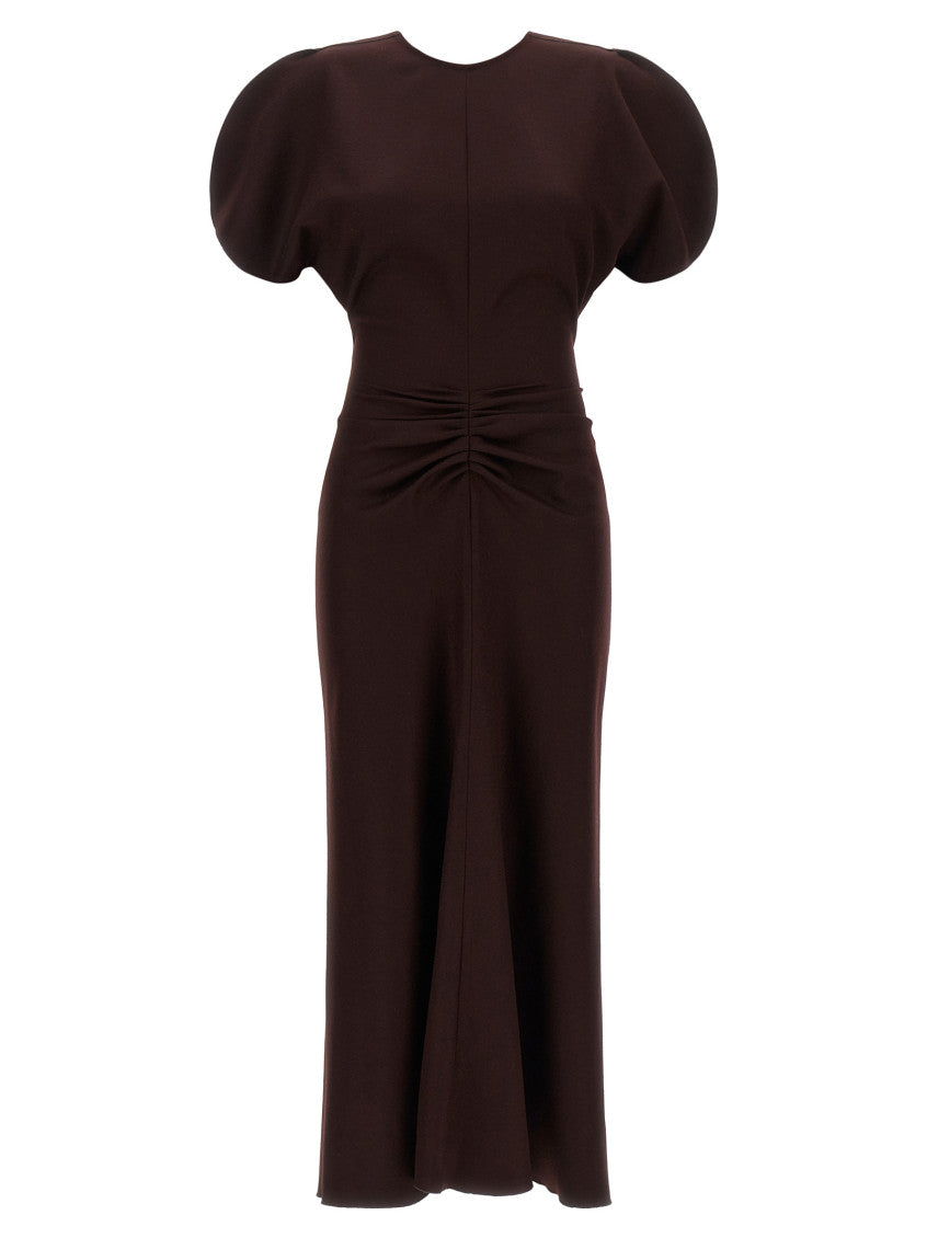 Maroon Round Neck Midi Dress 1