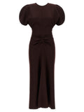 Maroon Round Neck Midi Dress 1