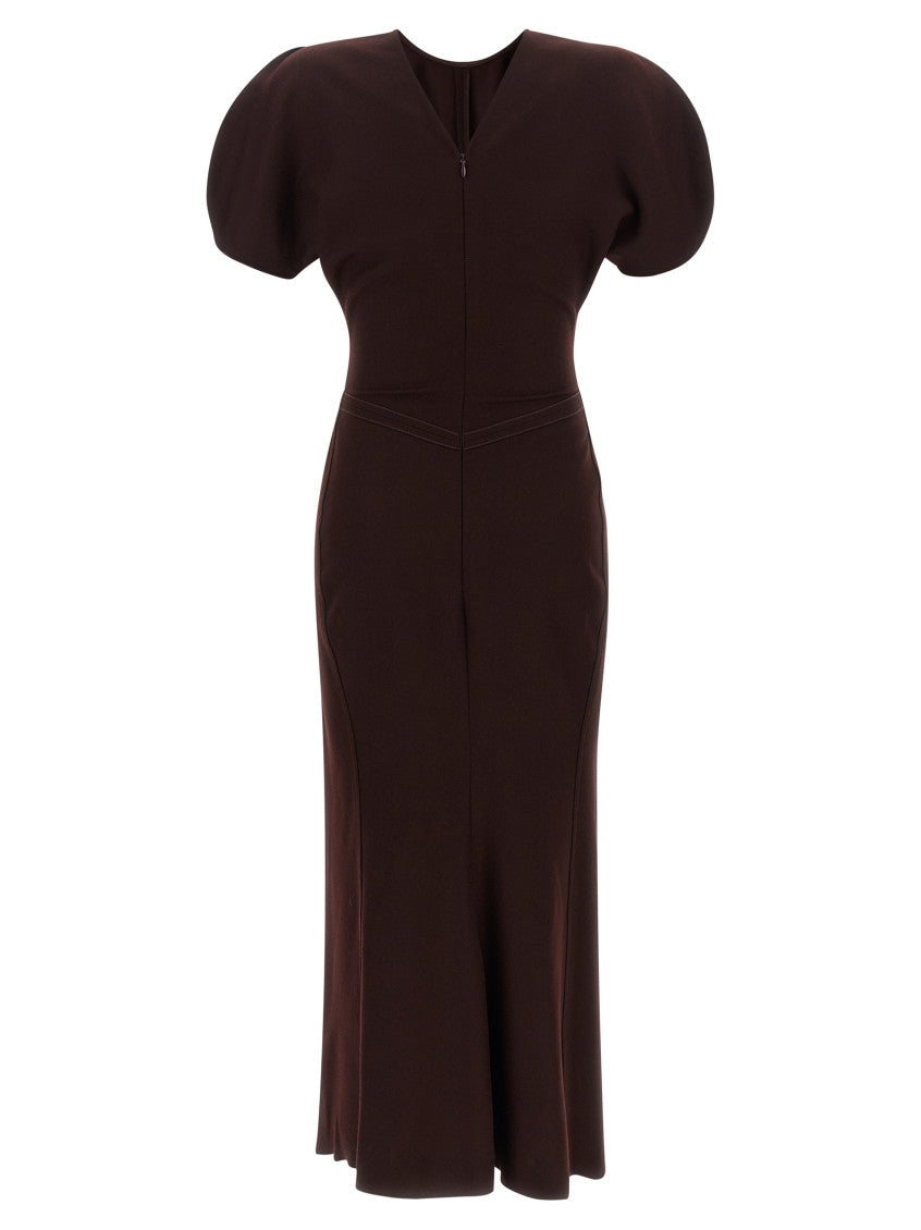 Maroon Round Neck Midi Dress 2
