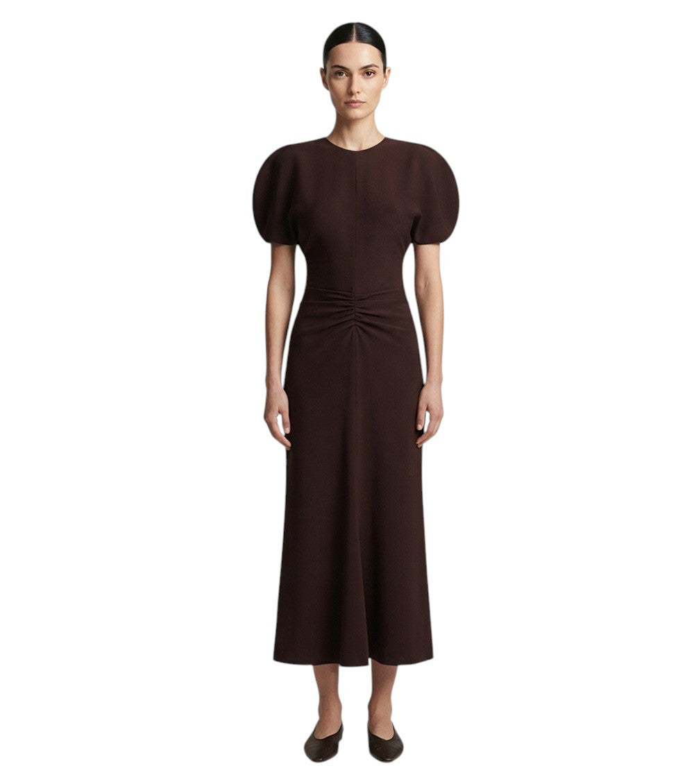 Maroon Round Neck Midi Dress 3