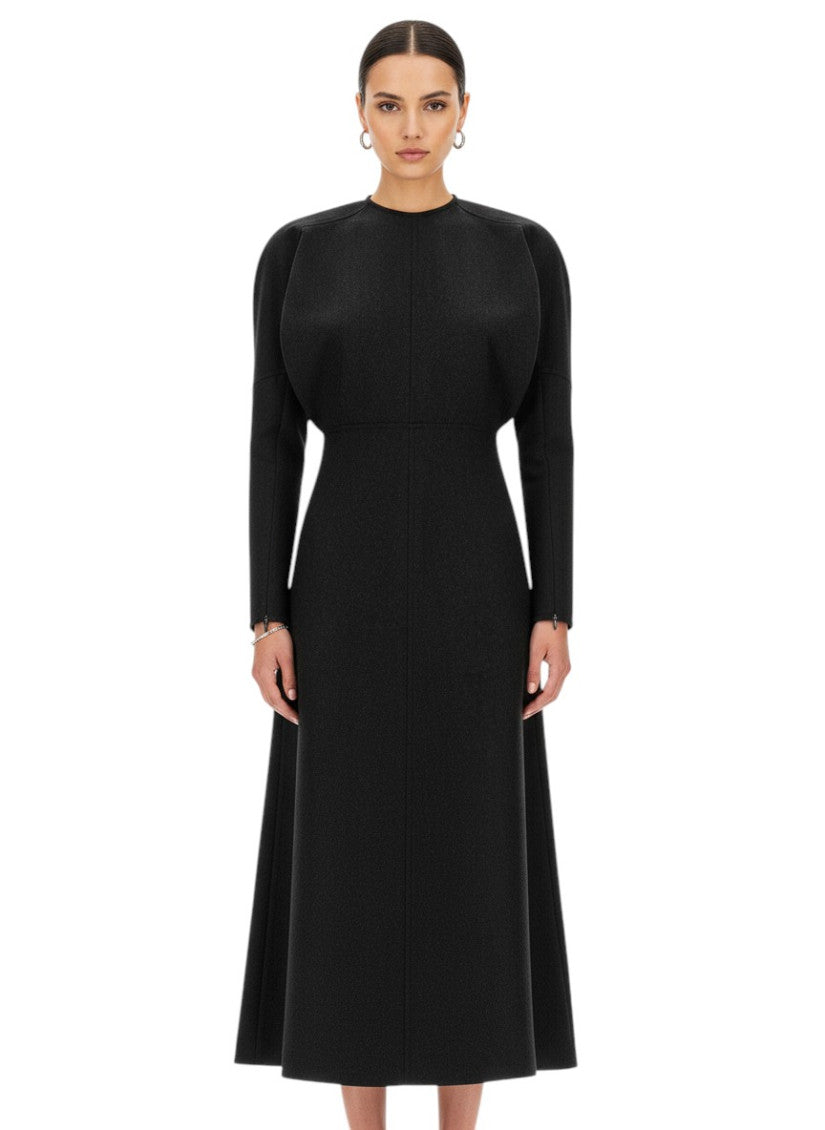Black Crew Neck Midi Dress 3