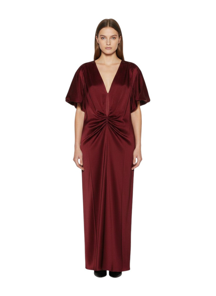 Red V Neck Midi Dress 3