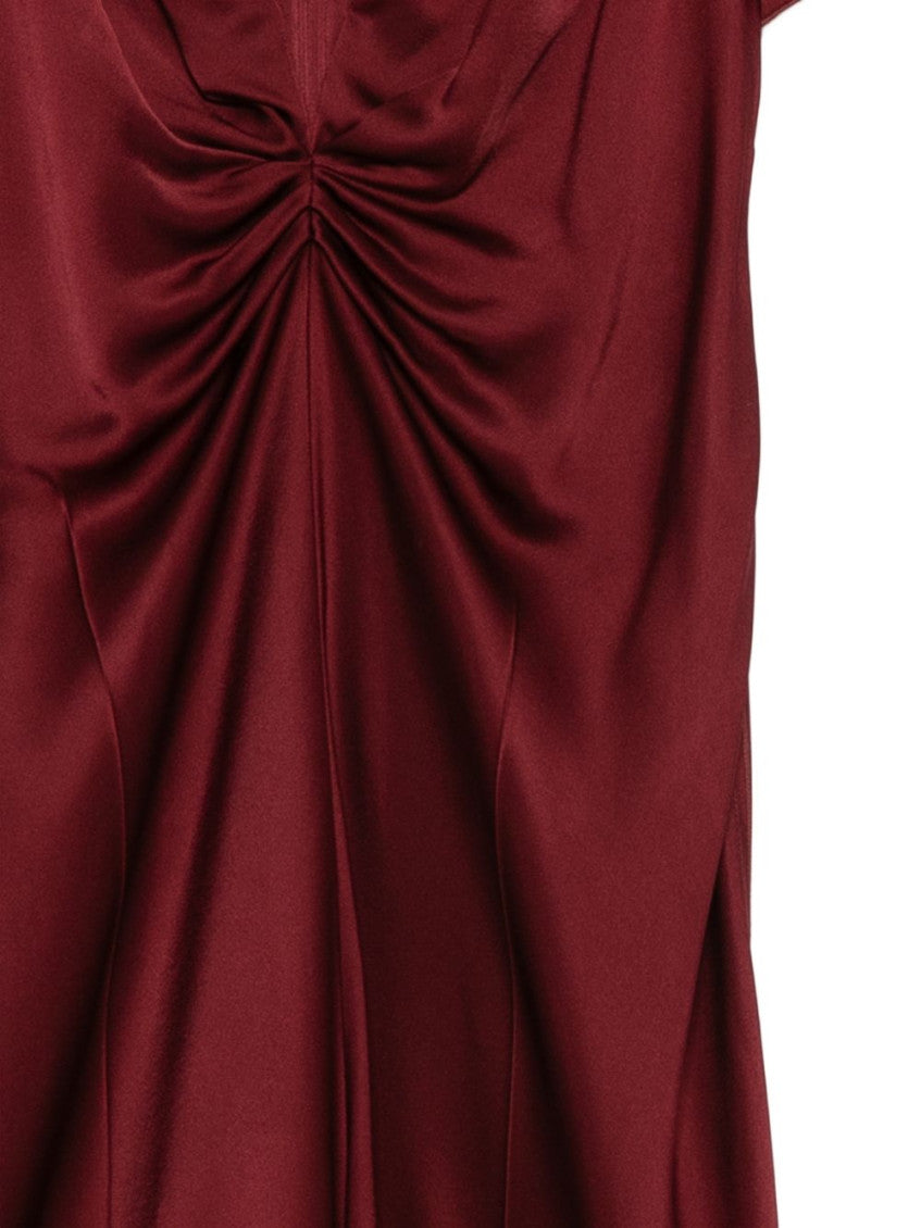 Red V Neck Midi Dress 5