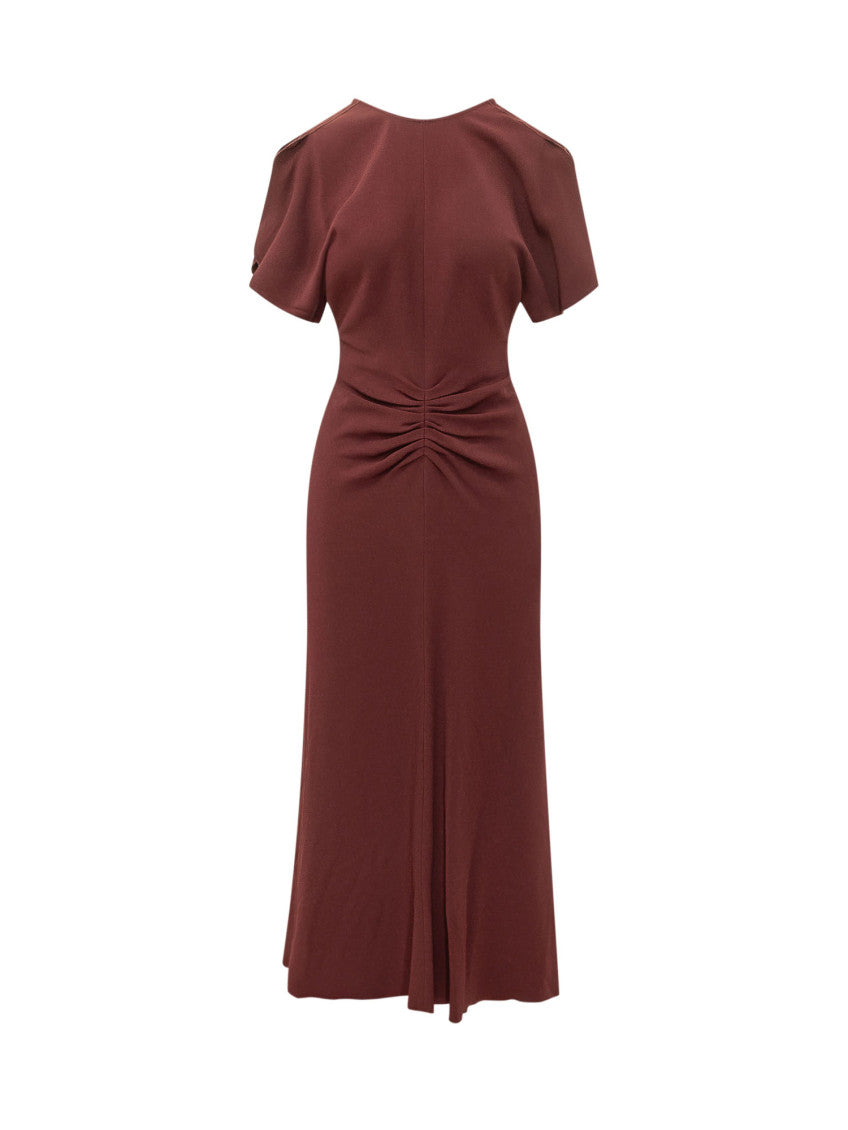 Red Crew Neck Midi Dress 1