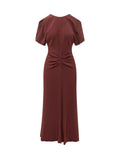 Red Crew Neck Midi Dress 1