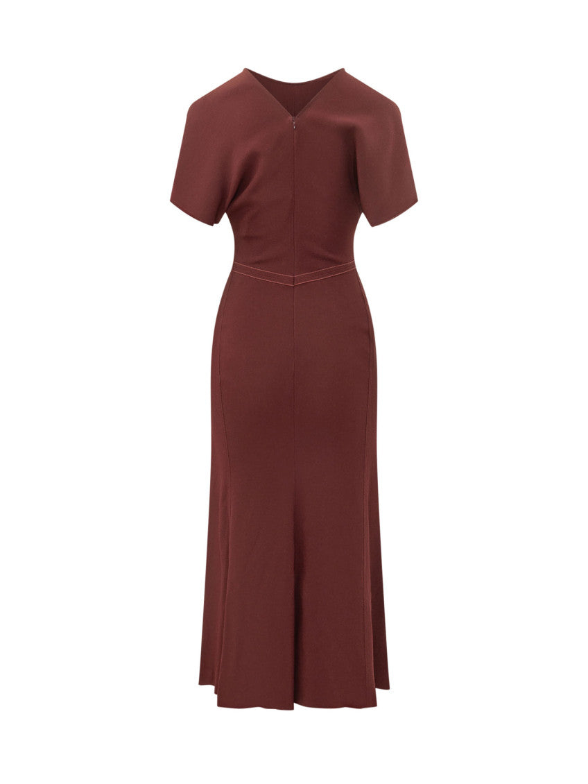 Red Crew Neck Midi Dress 2