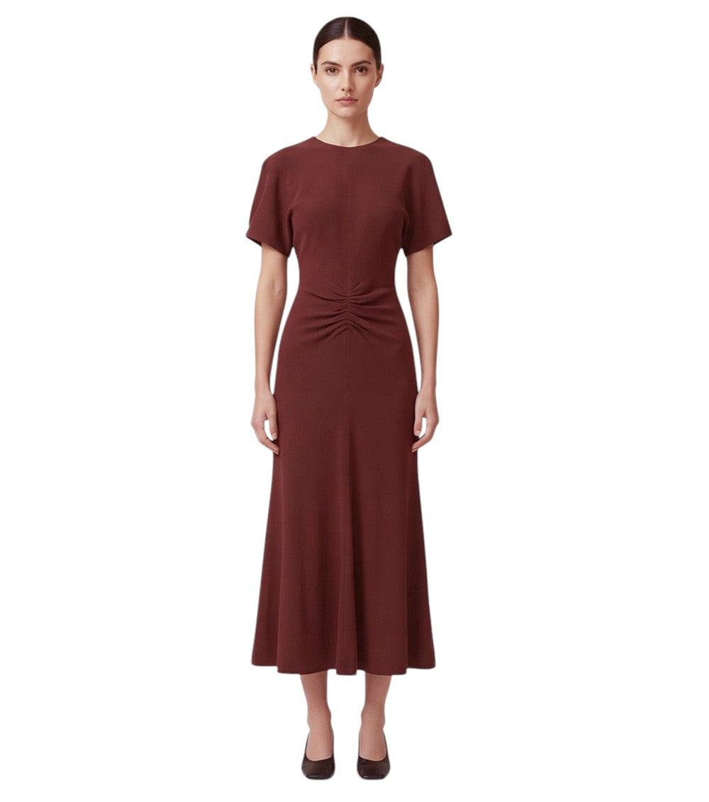 Red Crew Neck Midi Dress 3