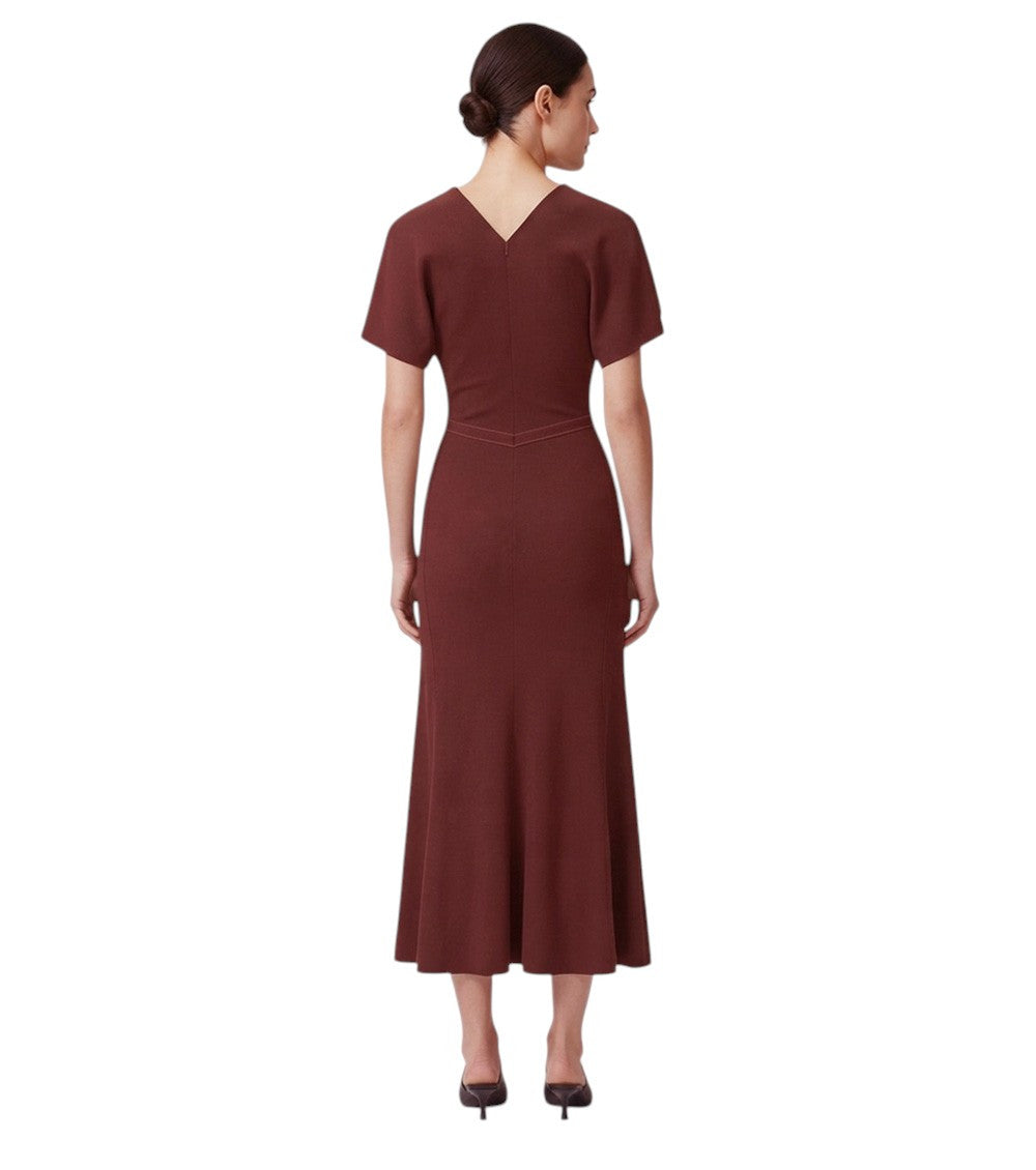 Red Crew Neck Midi Dress 4