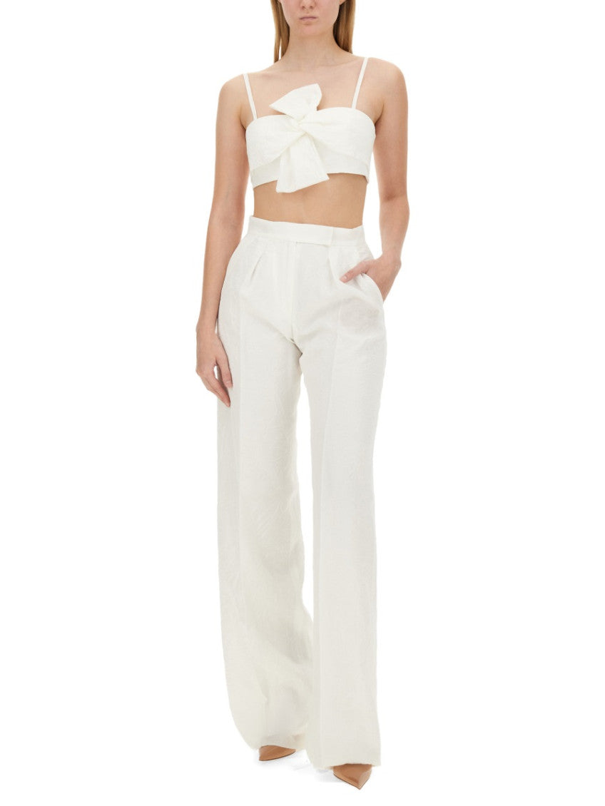 White Straight Flat Front Pant 3