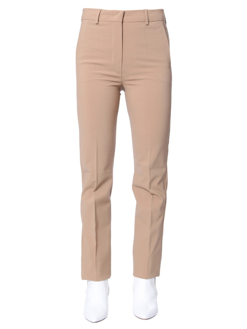 Beige Slim Flat Front Pants 1