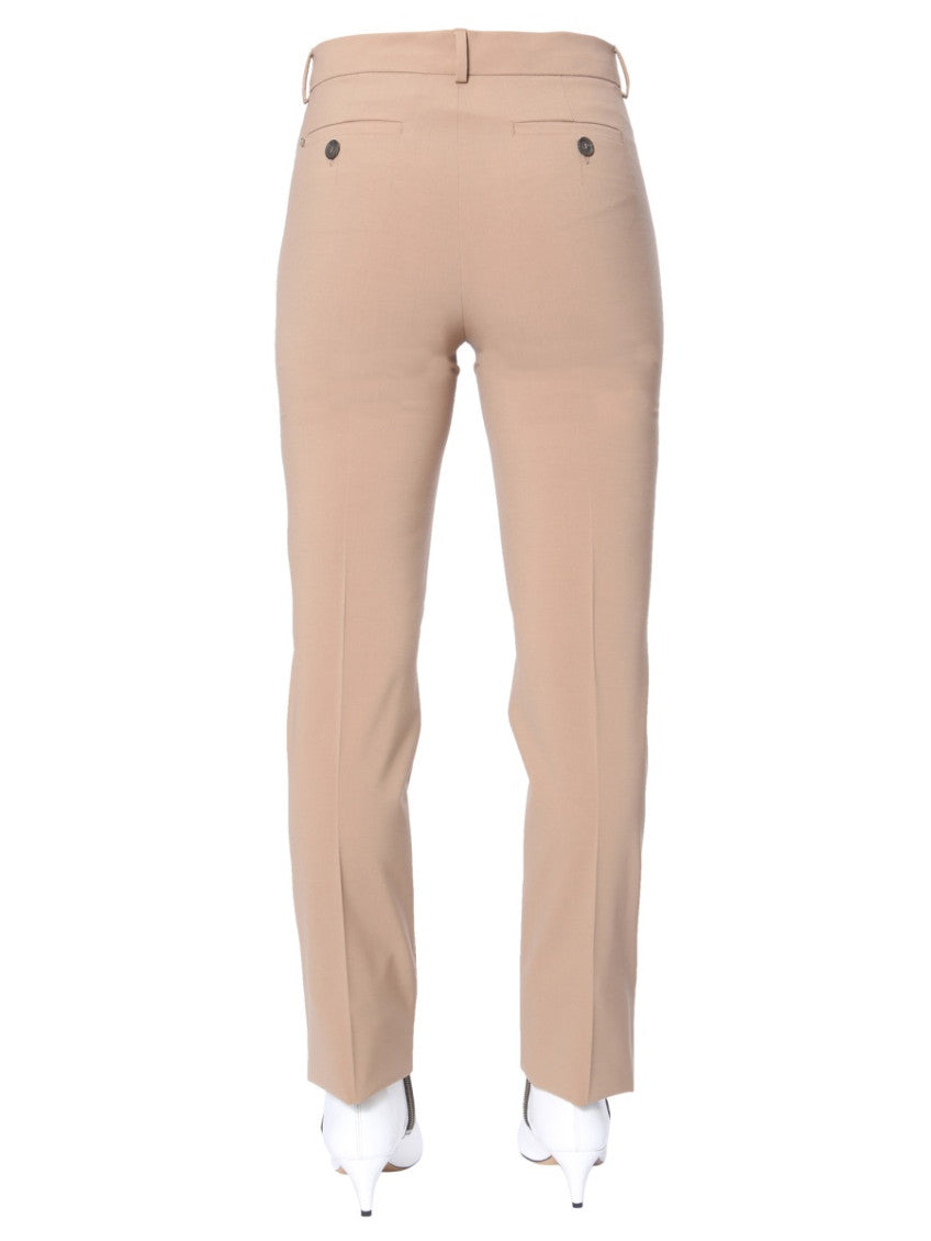 Beige Slim Flat Front Pants 2