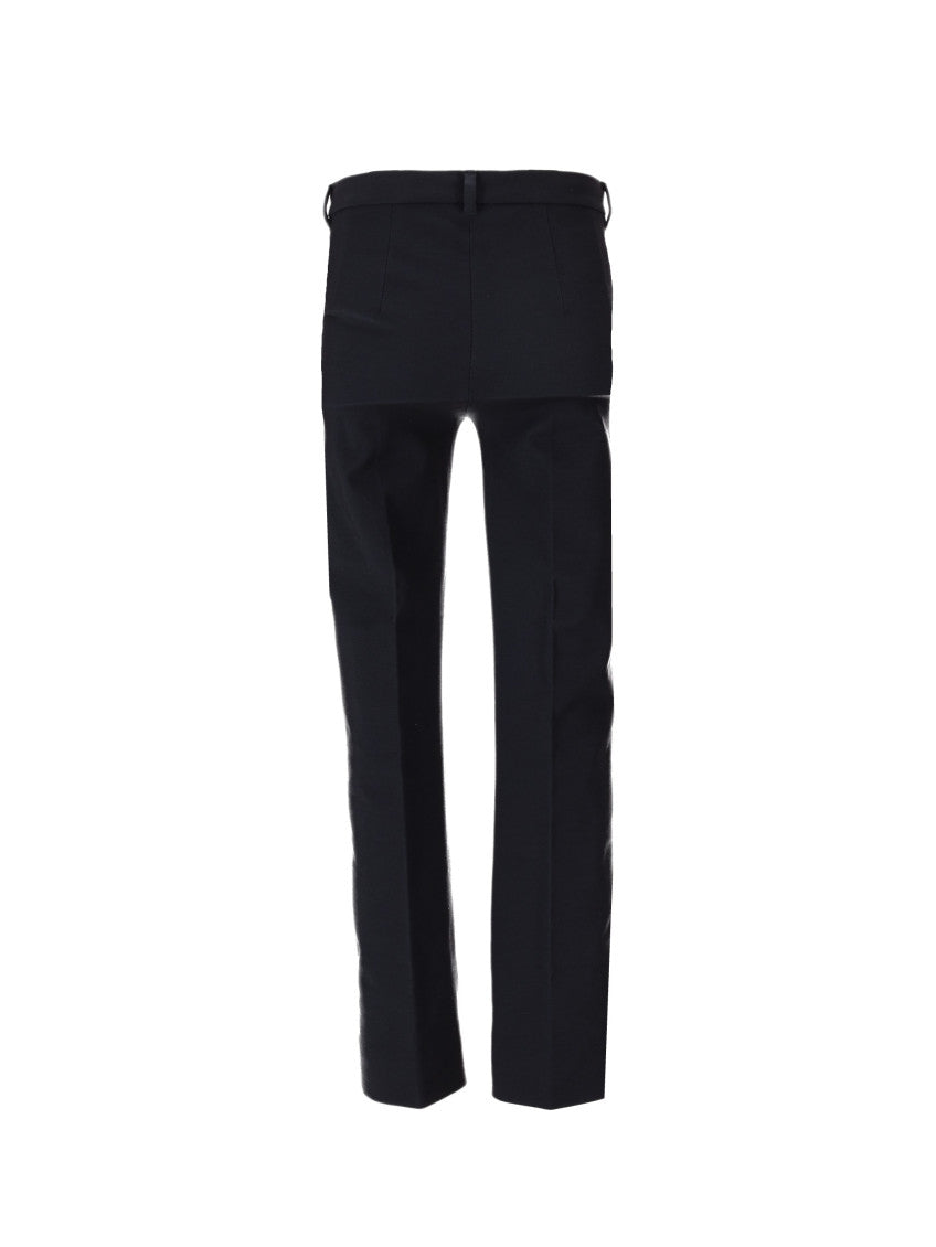 Navy Blue Flared Flat Front Pants 2