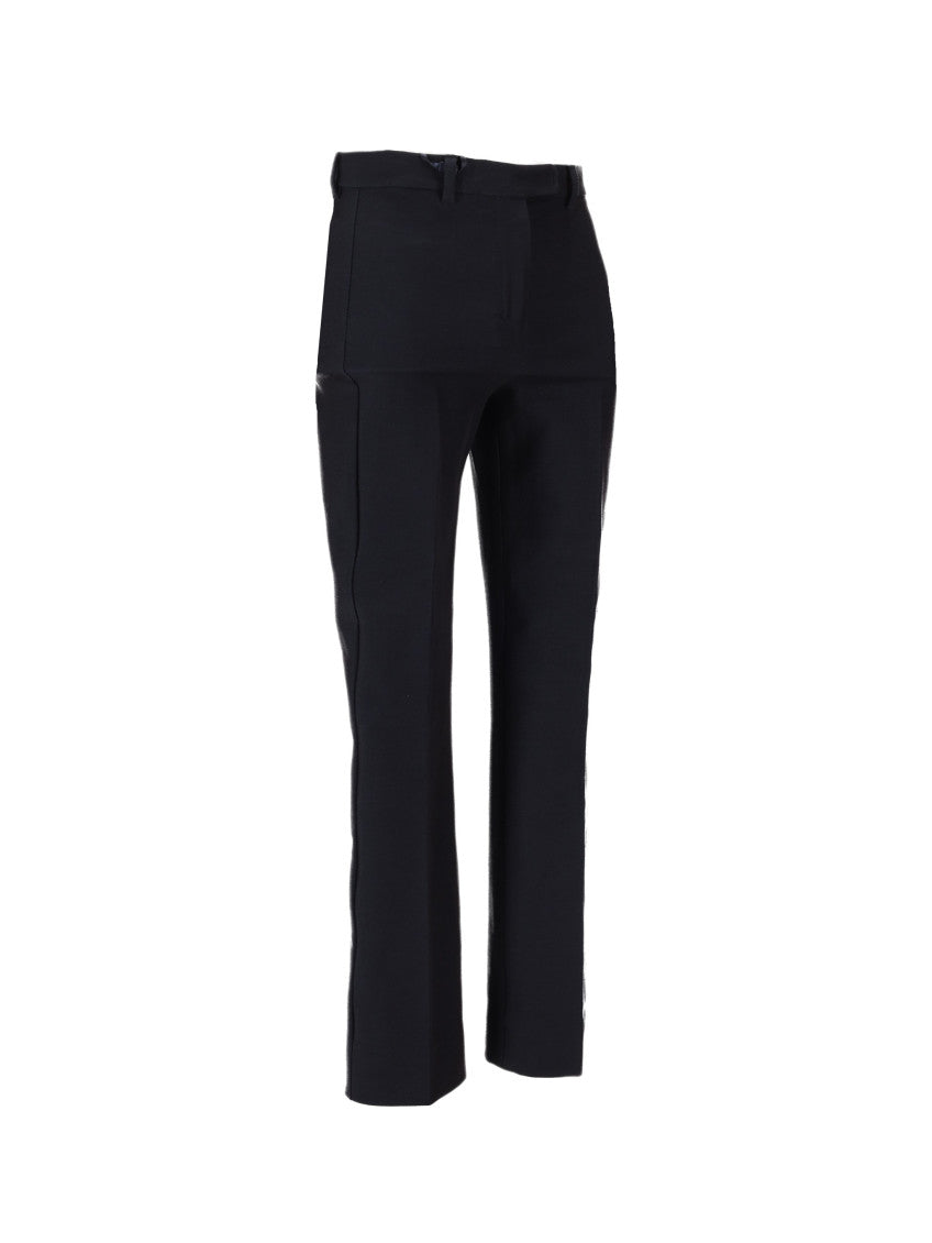 Navy Blue Flared Flat Front Pants 3