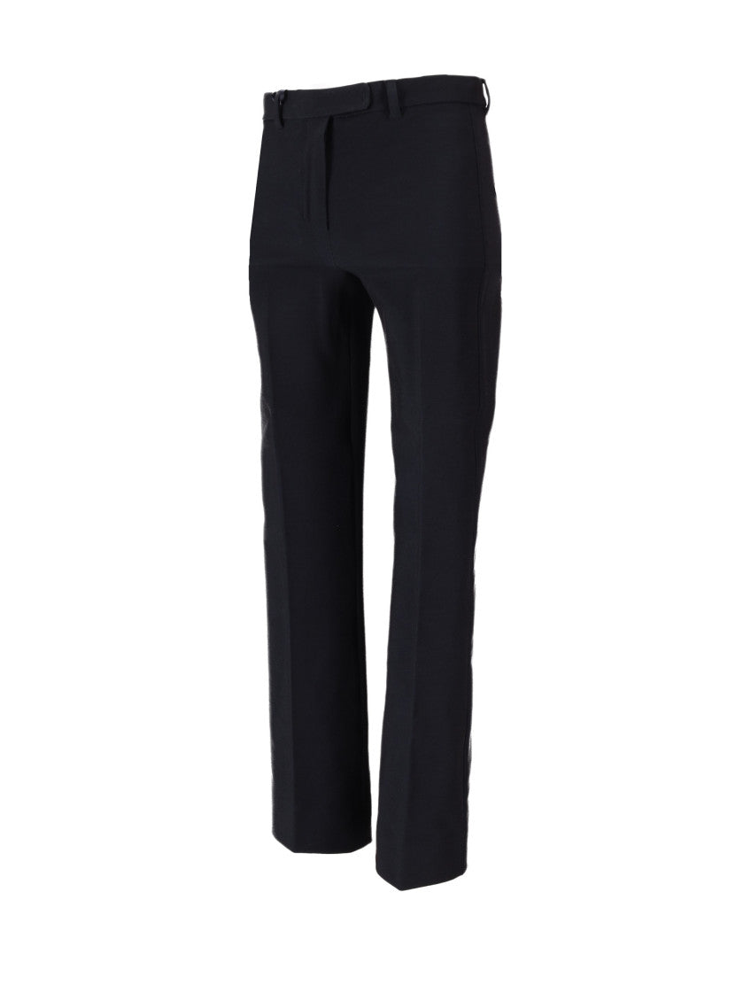 Navy Blue Flared Flat Front Pants 4