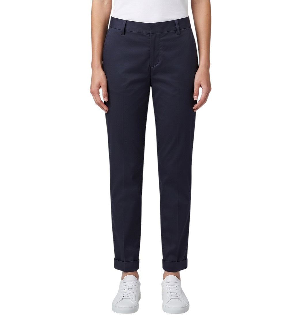 Navy Blue Tapered Flat Front Pants 1