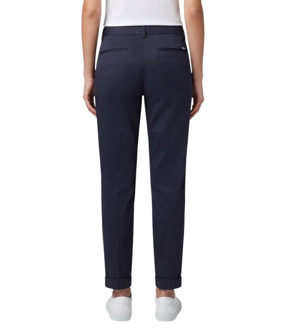 Navy Blue Tapered Flat Front Pants 2