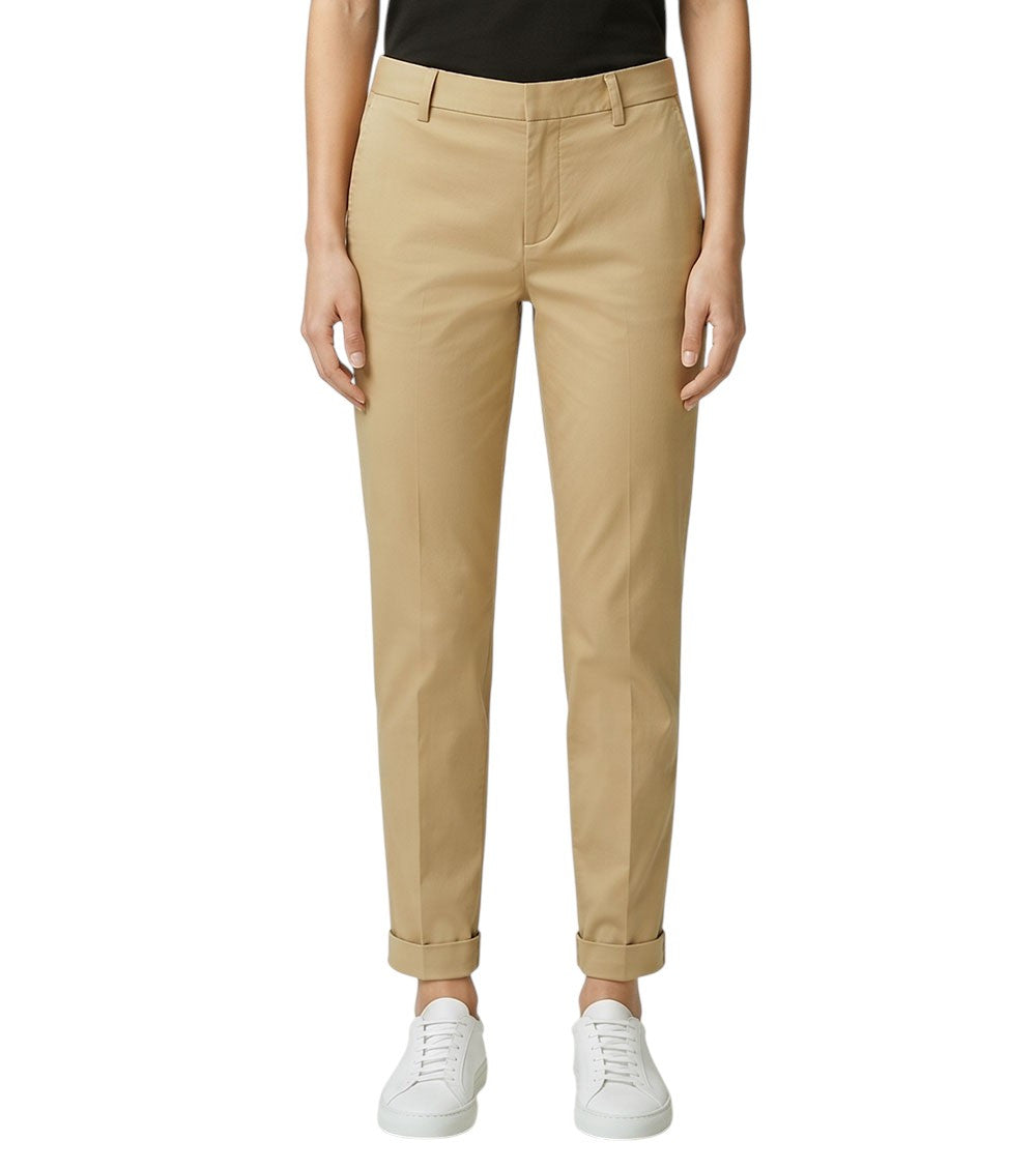 Beige Tapered Flat Front Pant 1