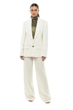 White Solid Peaked Lapel Suit 1