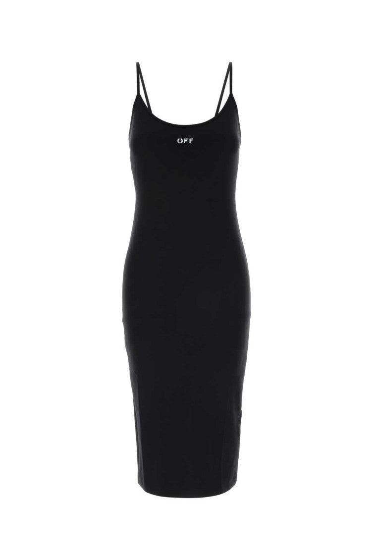 Black Logo Scoop Neck Midi Dress 1