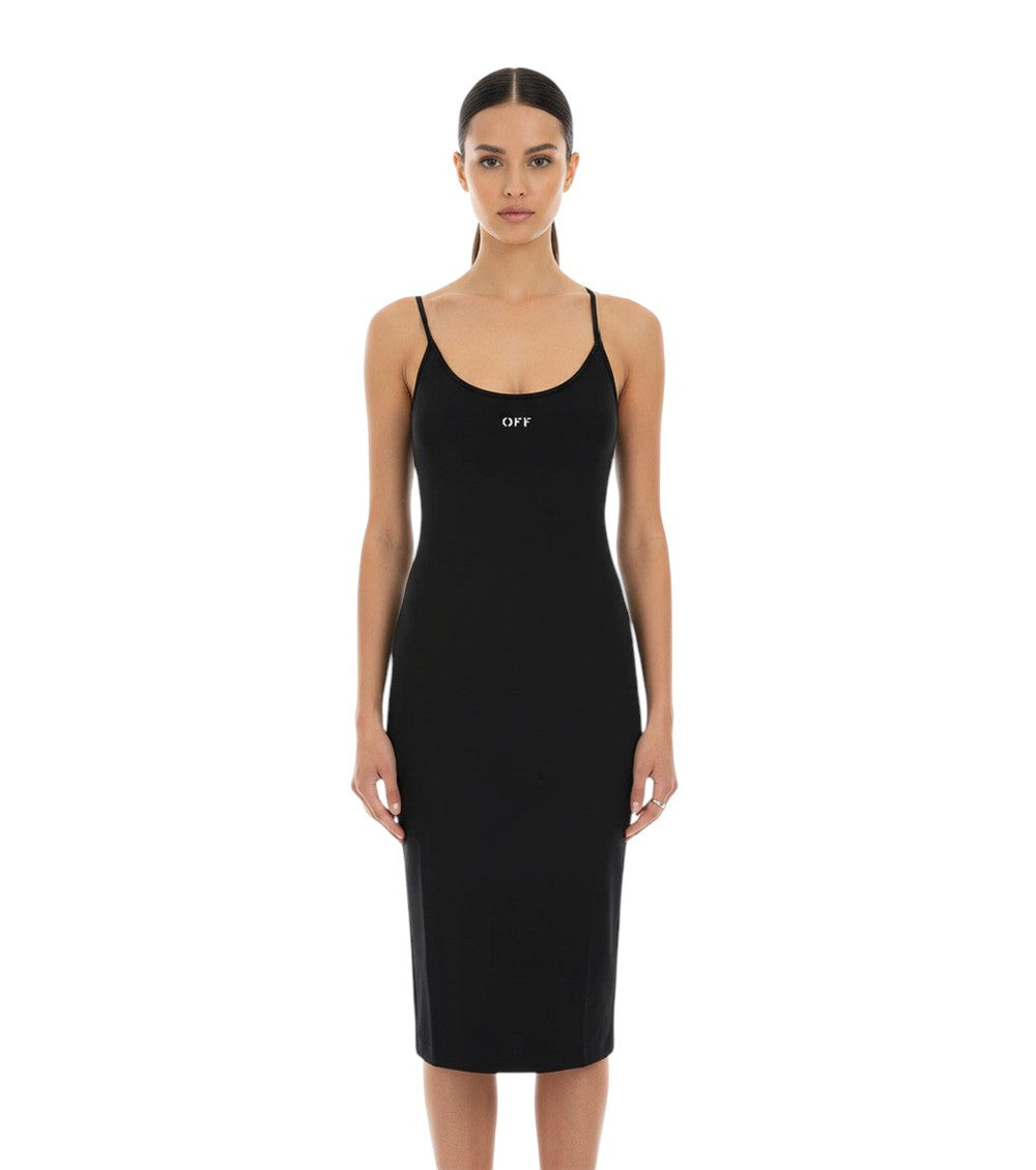 Black Logo Scoop Neck Midi Dress 3
