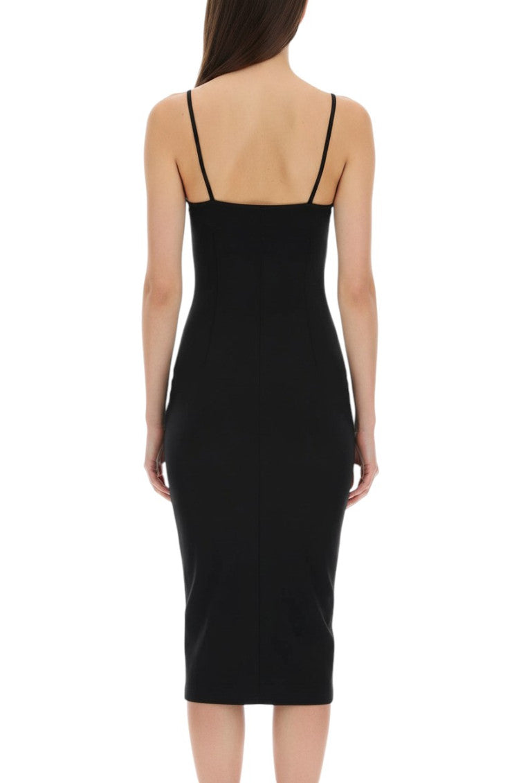 Black Logo Scoop Neck Midi Dress 4