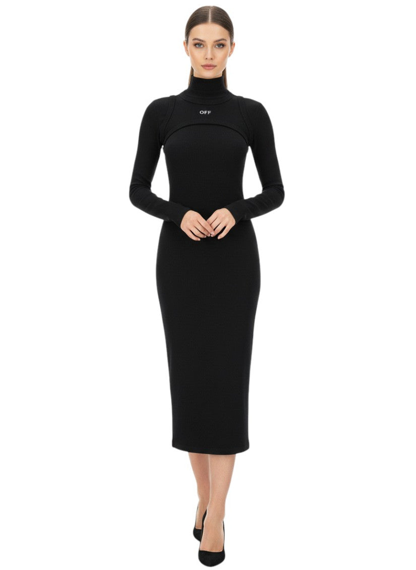 Black Turtle Neck Midi Dress 3