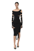 Black Off Shoulder Knee Length Dress 1