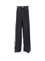 Dark Blue Relaxed Flat Front Pants 1