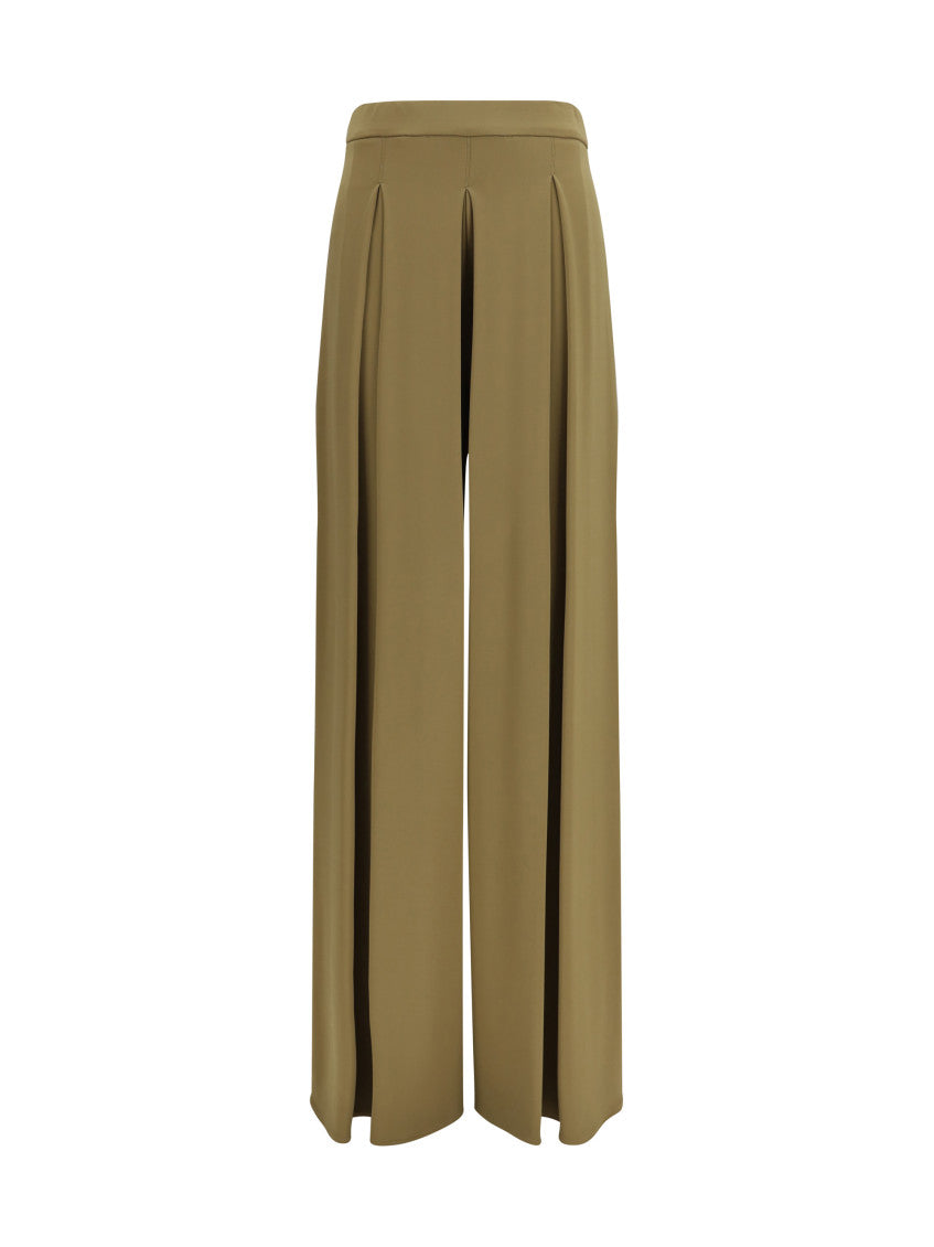 Khaki Flared Flat Front Pants 1