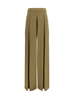 Khaki Flared Flat Front Pants 1