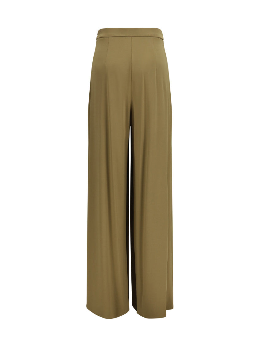 Khaki Flared Flat Front Pants 2