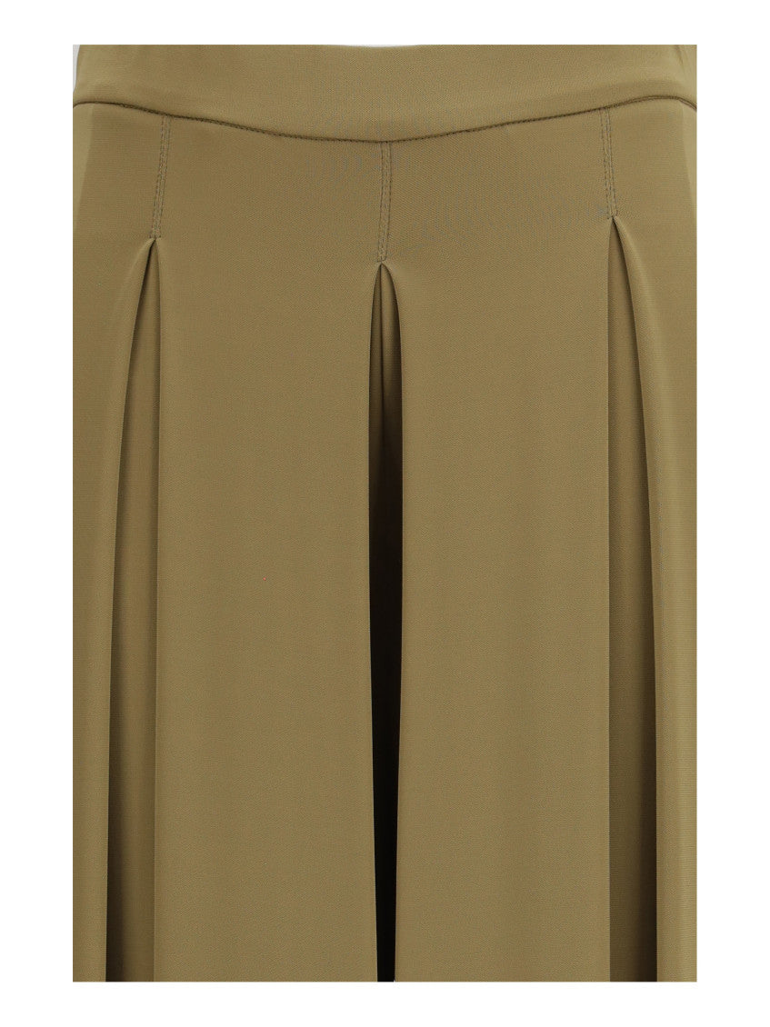 Khaki Flared Flat Front Pants 3